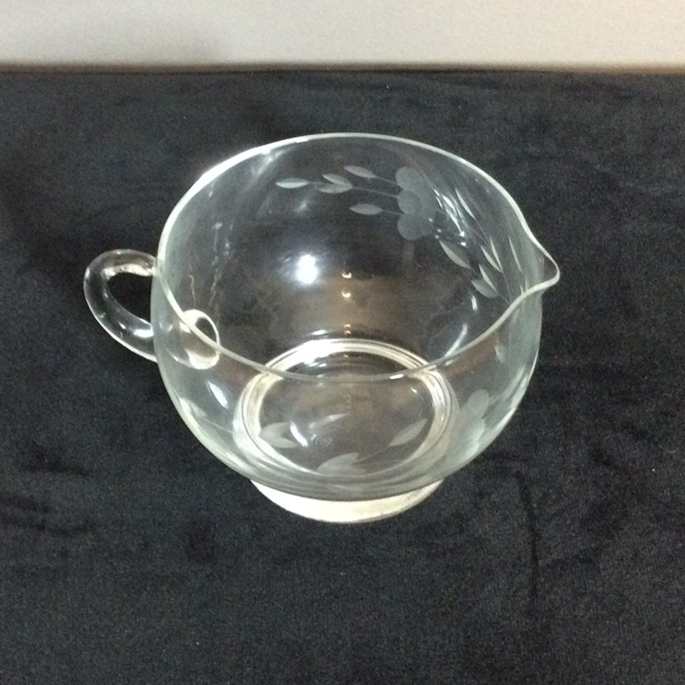Princess House Heritage Crystal Glass Creamer Pitcher - Floral Etched Design